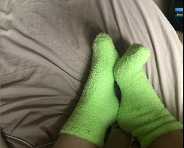 Fuzzy Worn Dirty Green Socks