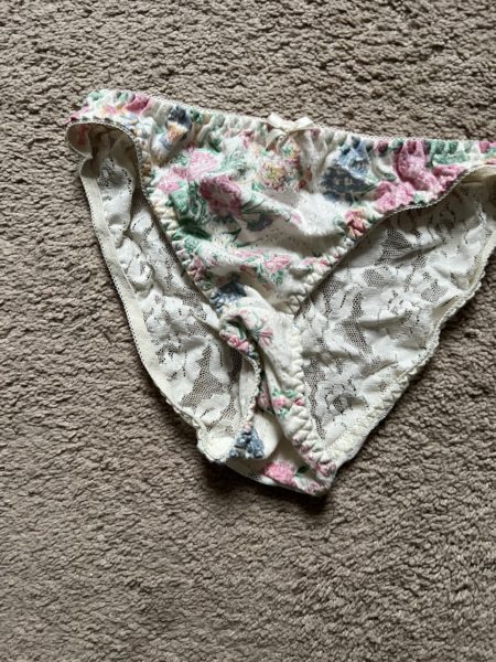 Lace flowered and tan brief panties
