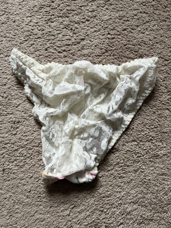 Lace flowered and tan brief panties