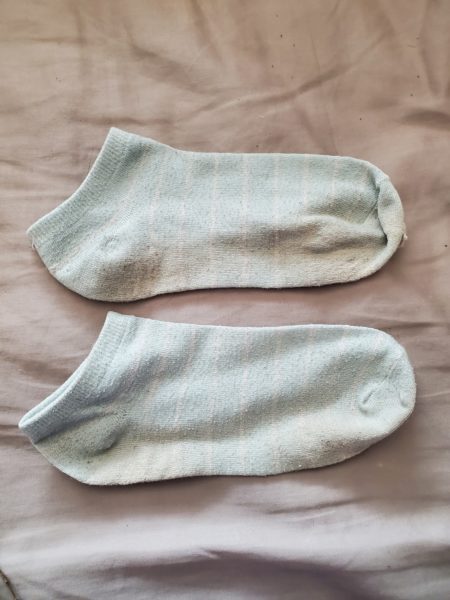 Pale Blue Striped Ankle Socks
