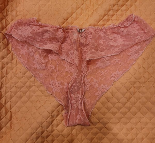 Pink floral lace panties