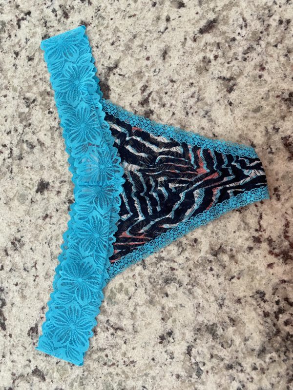 Blue Leopard Print Thong Panties
