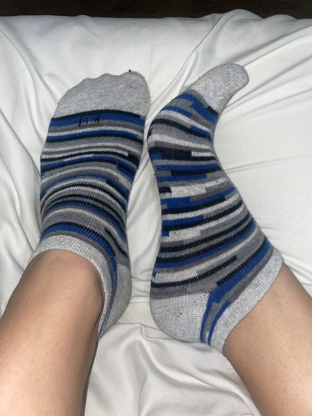 Grey/ blue striped socks