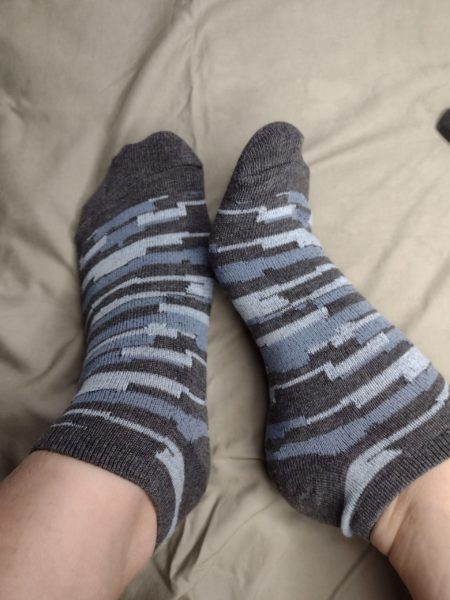 Blue Grey Stripped Socks Worn 4 Days