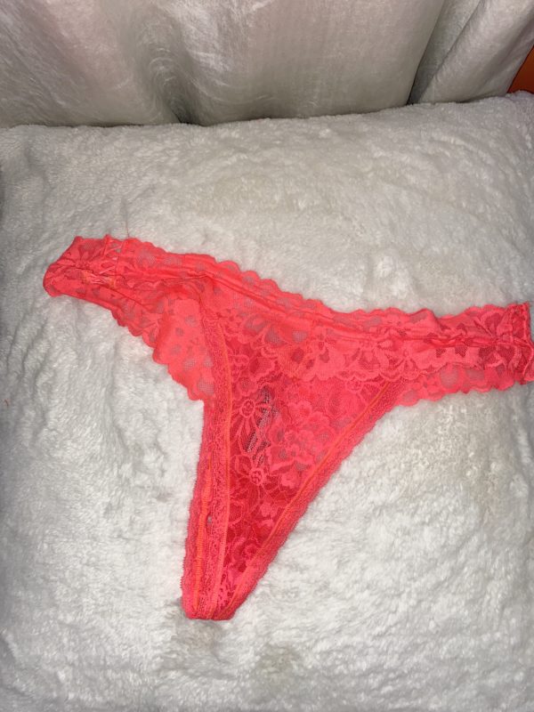 2 Day Worn Neon Coral Lace VS Thong