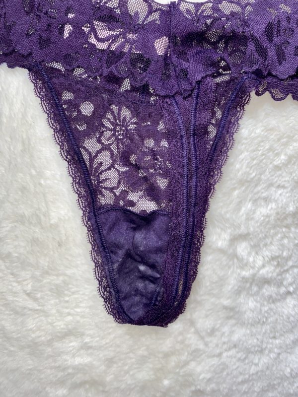 *SOLD* 4 Day Worn Deep Purple Lace VS Thong