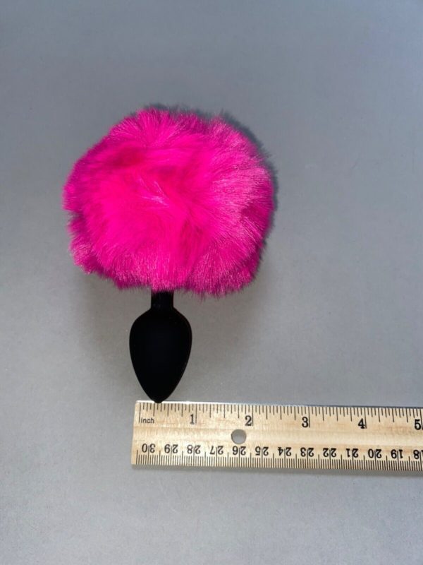 Hot Pink Furry Bunny Tail Butt Plug