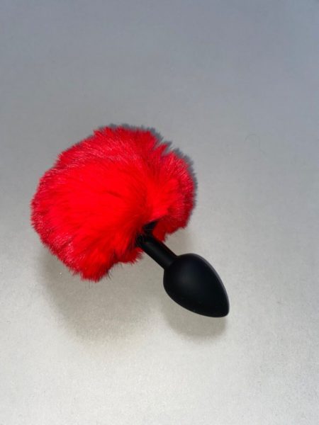 Red Furry Bunny Tail Anal Butt Plug